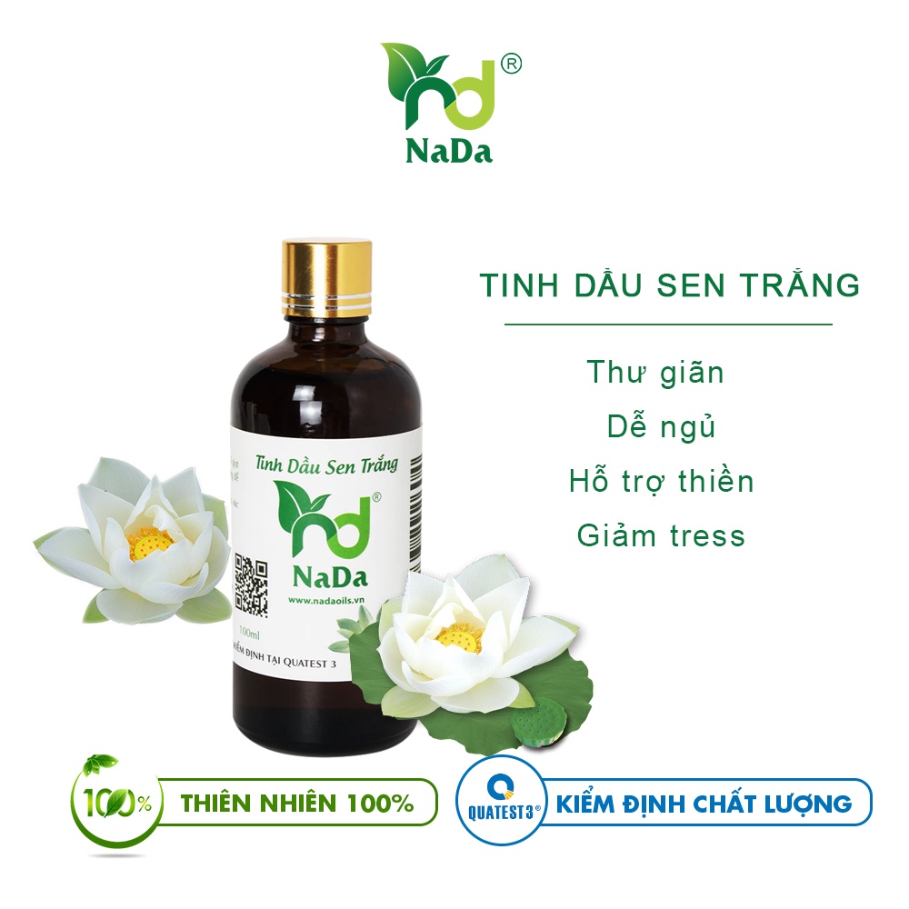 Tinh dầu sen trắng Nada Oils nguyên chất từ thiên nhiên, thơm phòng, dễ ngủ, giúp thư giãn, kiểm định quatest 3