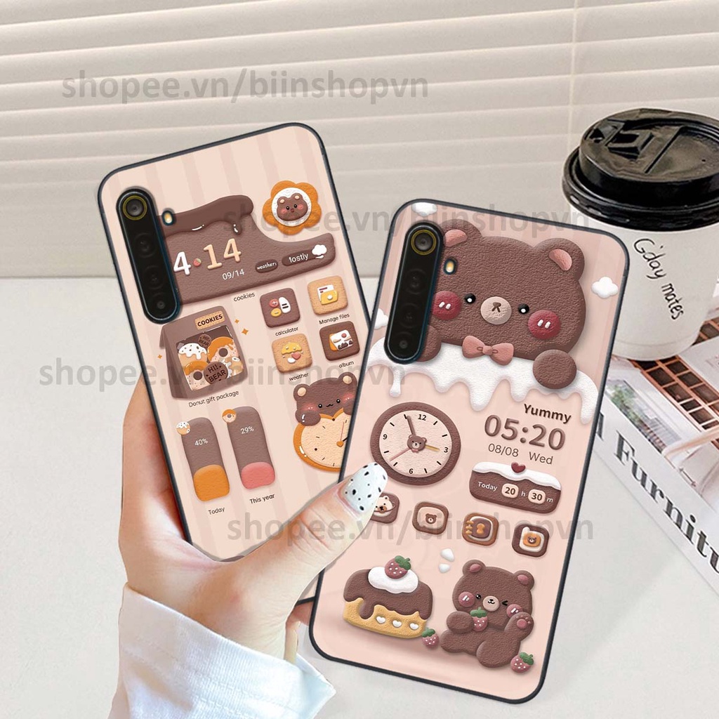 Ốp Realme 6 / 6 Pro in 3D icon gấu nổi siêu xinh, siêu đáng yêu, cá tính phong cách