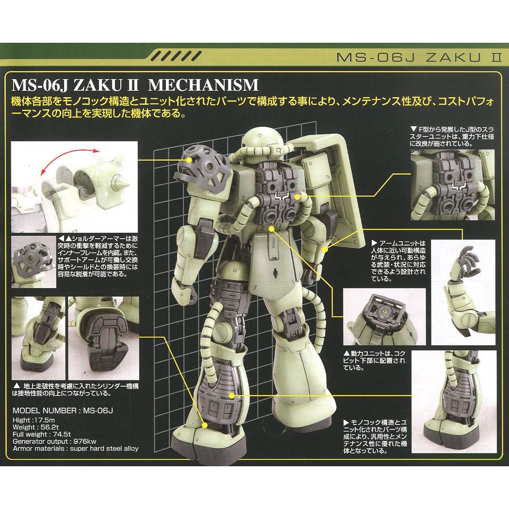 Mô hình Gundam Bandai MG MS-06J Zaku II Ver 2.0 1/100 Mobile Suit Gundam [GDB] [BMG]