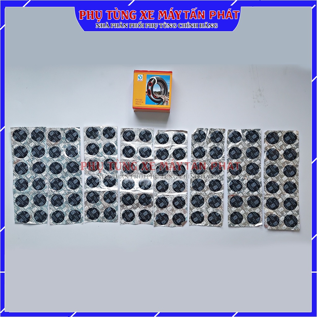Hộp 96 miếng Tròn 32mm Chuyên Vá Vỏ - Ruột Xe Máy Ô tô Xe Hơi Lốp Không Ruột Chính Hãng Tawan - Đài Loan