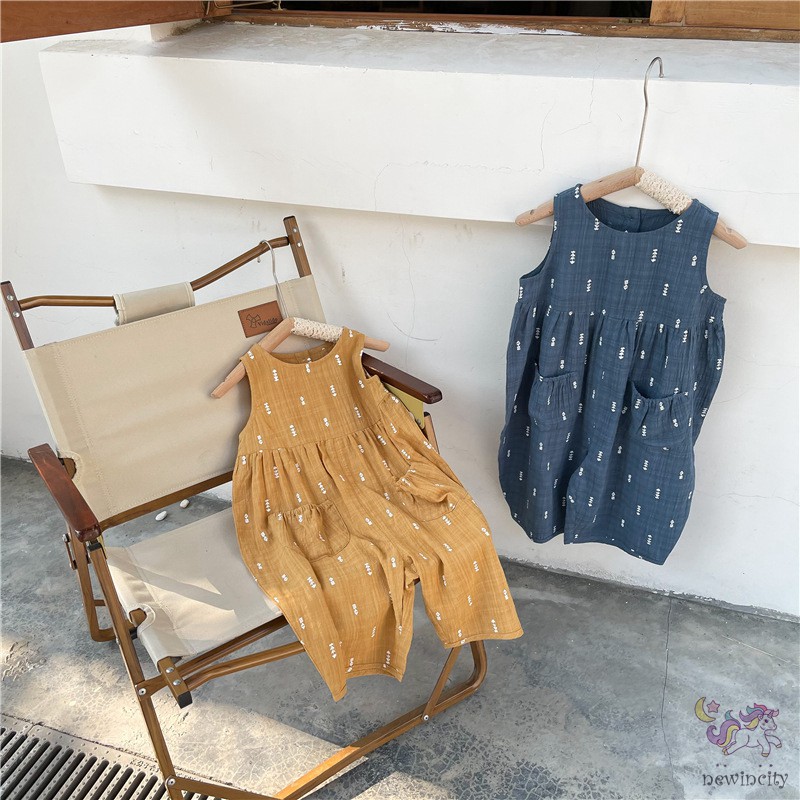 Áo Liền Quần Sát Nách Phong Cách Hàn Quốc Dành Cho Bé Gái