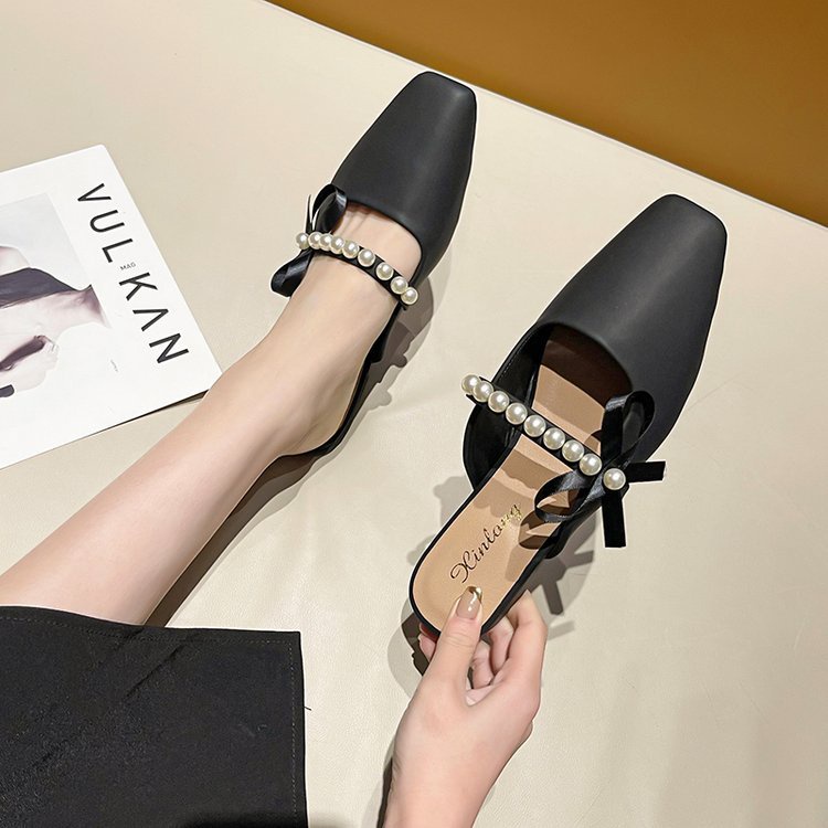 Qiaoyiluo Giày Muller Cao Cấp Mũi Vuông Miệng Nông Thời Trang Mùa Hè Chất Lượng Cao Cho Nữ