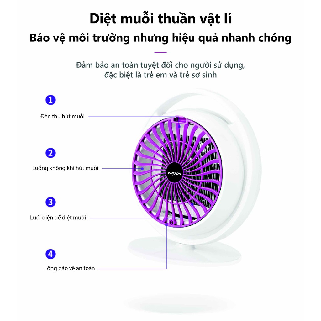 Đèn bắt muỗi diệt côn trùng thông minh UV LED Nexis