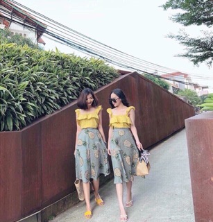 Set áo đũi +chân váy dứa