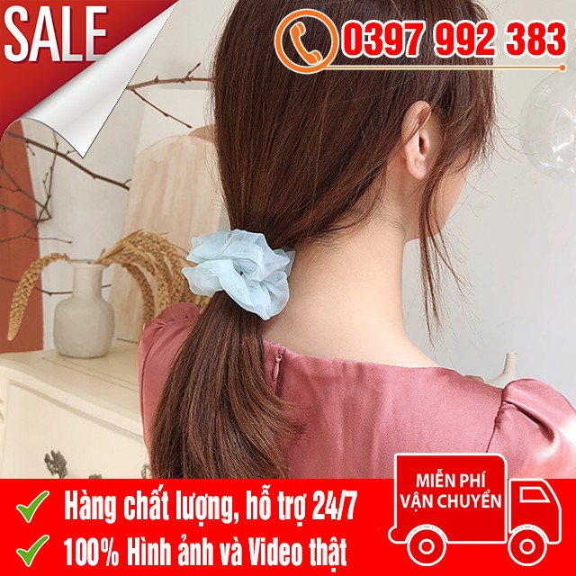 [FREE SHIP GIAO HÀNG] Dây Cột Tóc Scrunchies - Dây Buộc Tóc Vải Voan Kính Thời Trang Cho Nữ