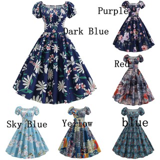 Đầm xòe ngắn tay phong cách retro 1950s