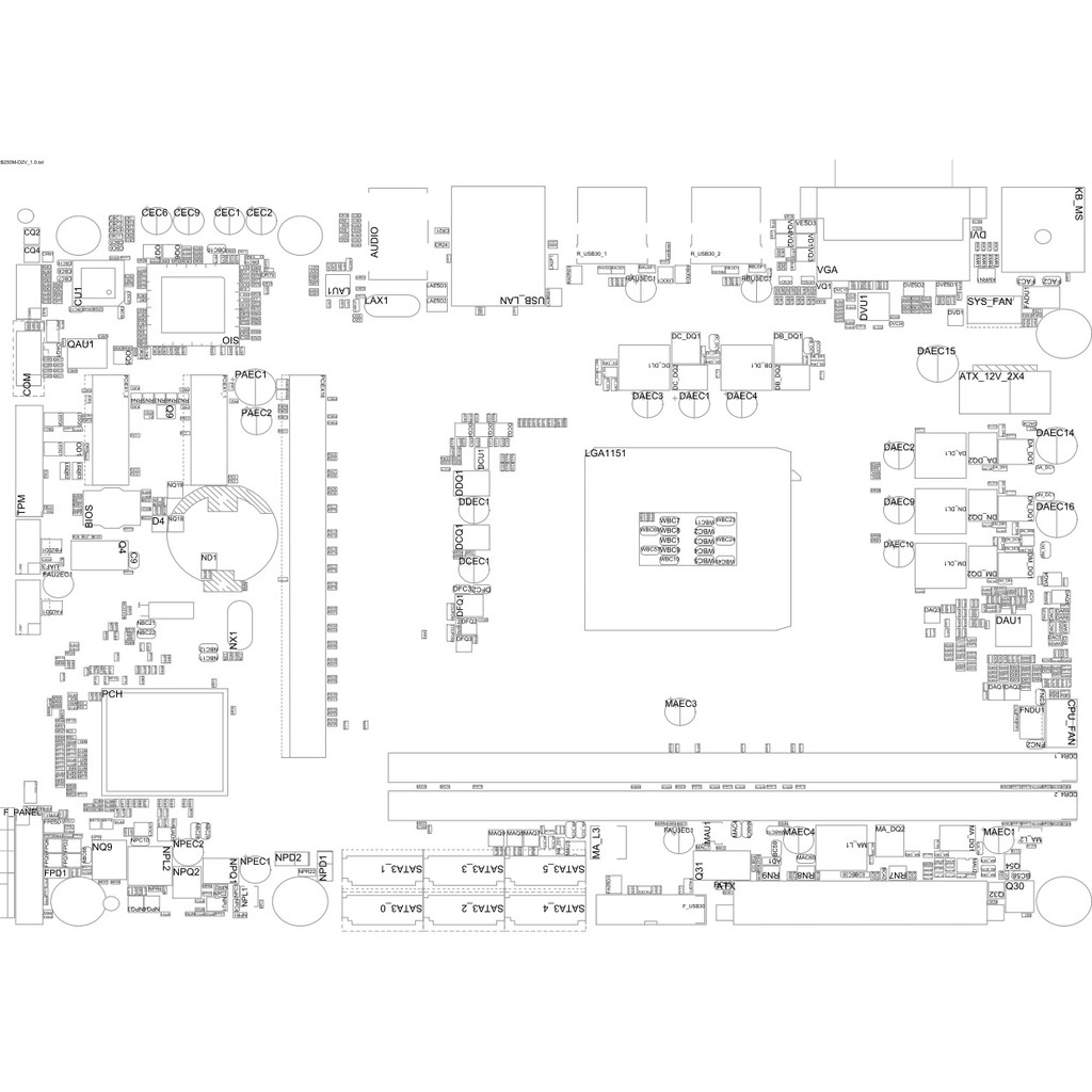 Sơ đồ mạch Boardview cho thợ sửa chữa máy tính main GA-B250M-D2V rev 1.0 GA B250M D2V - Zalo 0328723707