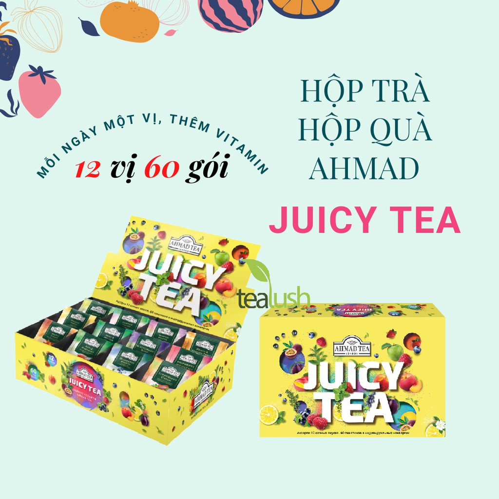 Hộp quà - Hộp trà Ahmad Juicy Tea 12 vị 60 gói