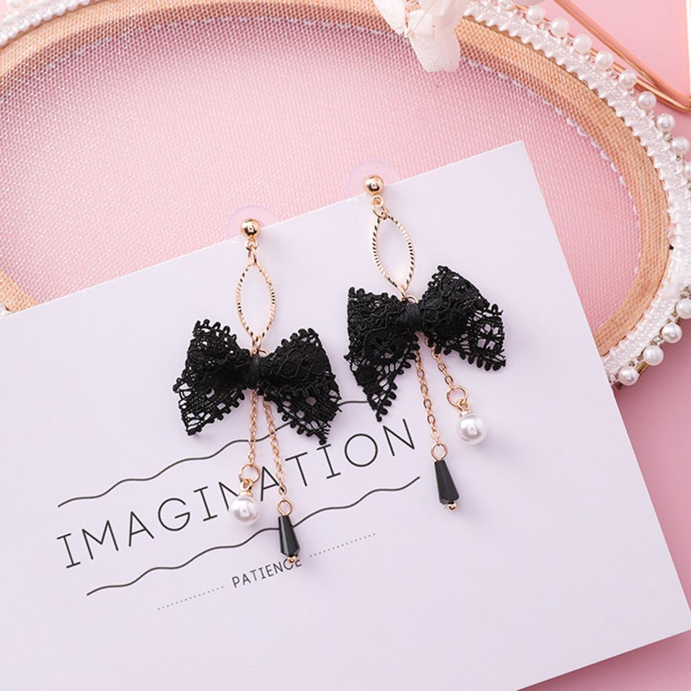 Hoa tai dáng dài phối nơ phong cách Hàn Quốc nữ tính