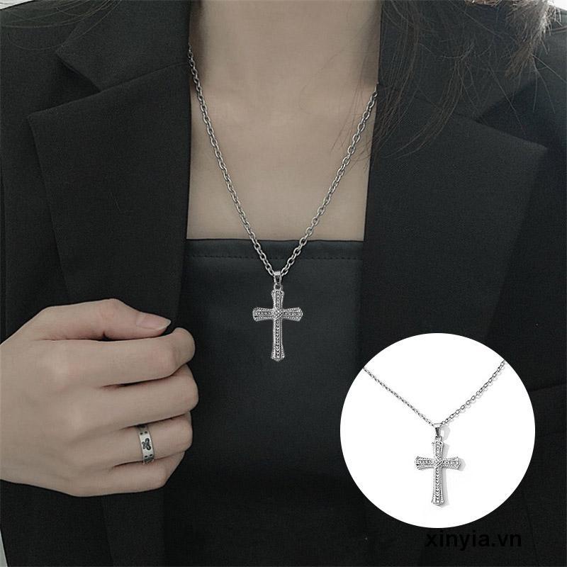 Vòng cổ Mặt Hình Thánh Giá Đính Đá Phong Cách Retro Sang Trọng Cho Nam Nữ
