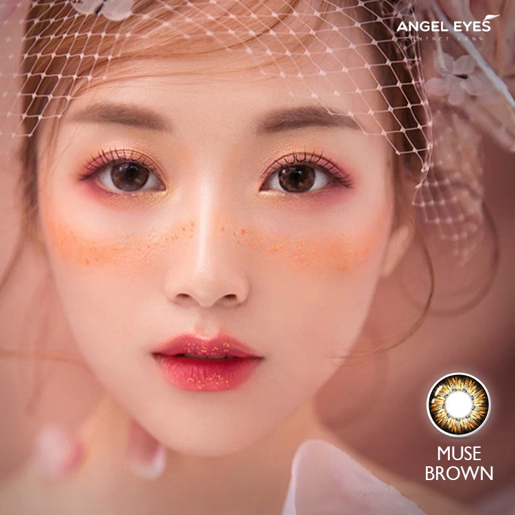 Kính áp tròng Muse màu xám/nâu hiệu Angel Eyes - Đường kính 14.5mm - Không độ