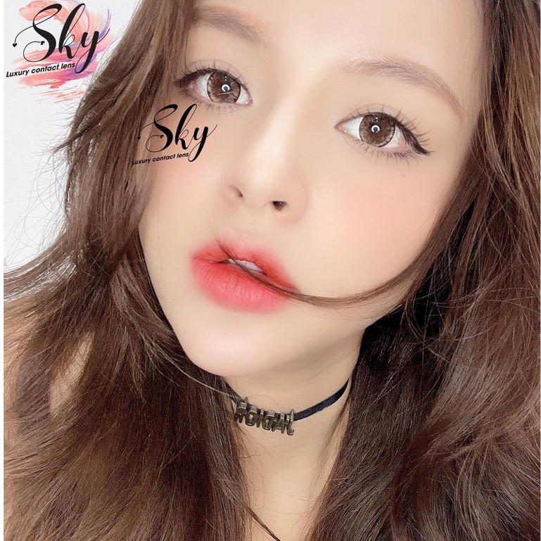 Kính áp tròng Sky Lens -Shimmer Brown 0-6 Độ-Made in Korea Chính Hãng Dia14.00