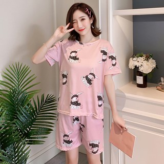 Set đồ bộ ngắn tay in họa tiết trái dâu dễ thương dành cho nữ