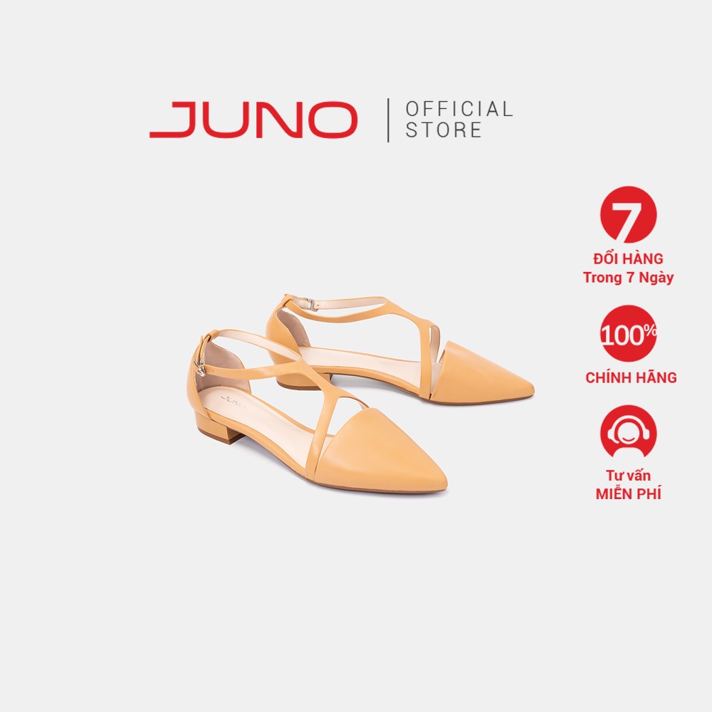 Giày Búp Bê Nữ Thời Trang JUNO Mũi Nhọn Quai Cách Điệu BB03082