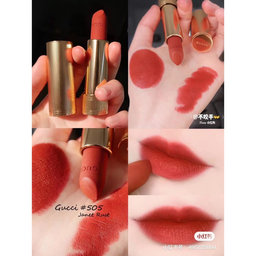 Son sáp lì Gucci thỏi vàng kim hoạ tiết hoa màu 25#204#208#308#502#504#505 tuỳ chọn