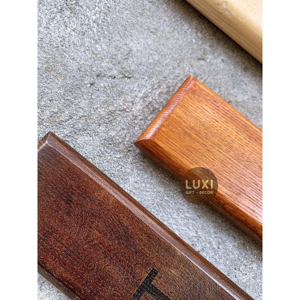 Tay nắm gỗ cho các loại cửa kính, khắc nội dung theo yêu cầu (Gỗ sồi/oak) LUXI decor