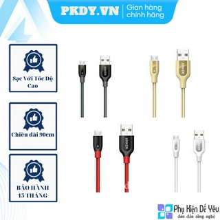 Cáp Anker PowerLine+ Micro USB 90cm (BỌC DÙ BỀN BỈ + ĐI KÈM BAO DA - CHÍNH HÃNG)