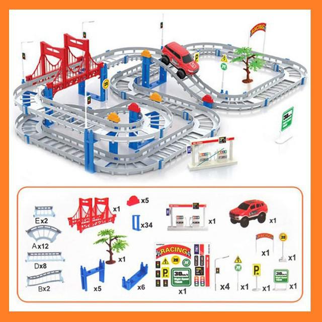 bộ mô hình đường đua 56 chi tiết - bộ lắp ráp đường ray xe đua tốc độ cho bé