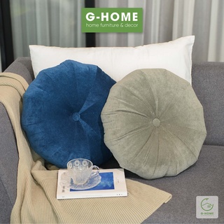 Gối tựa lưng sofa Ghome hình quả bí có nút, gối ôm trang trí vỏ nhung trơn mềm mịn nhiều màu DT042