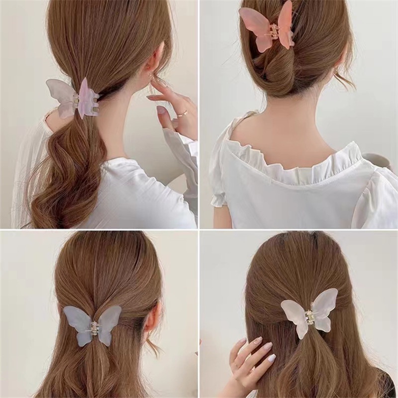 Mới Kẹp Tóc Hình Bướm Trong Suốt Thời Trang Cho Nữ