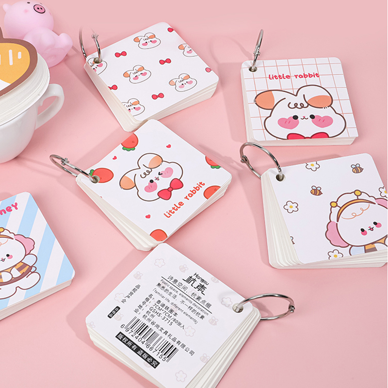 Tập 80 tờ ghi chú di động mini họa tiết hoạt hình dễ thương tiện dụng
