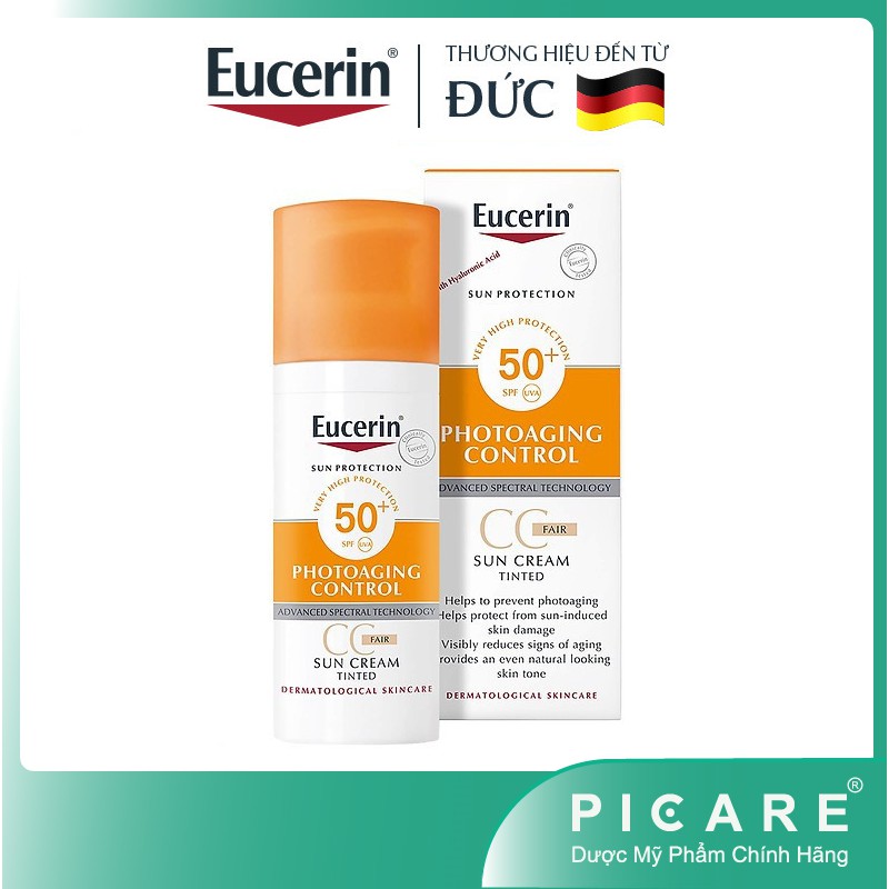 Kem chống nắng trang điểm Eucerin Sun Creme Tinted CC Fair SPF50+ 50ml (Có Màu)