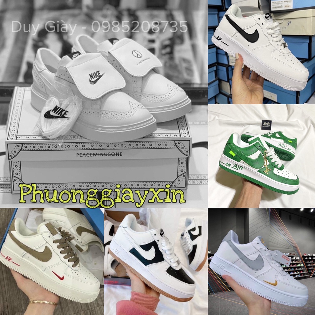 Giày AF1 vệt nâu , vệt đen ,lv xanh các màu mới, Giày thể thao air force 1 nam nữ các mẫu mới 2023 full boxbil