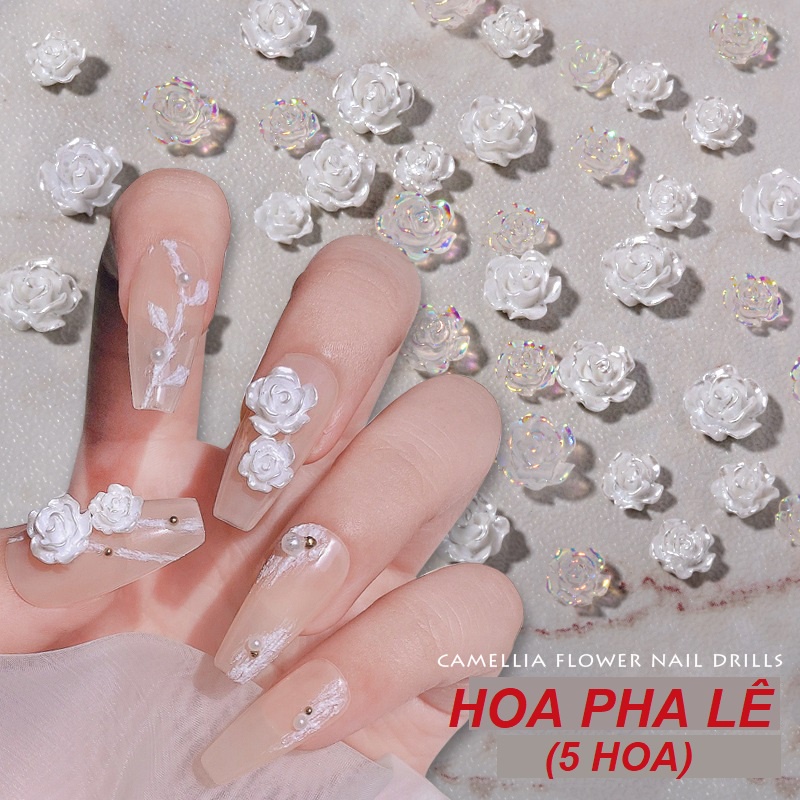 Set 5 Hoa Pha Lê Trắng Ngọc Và Cầu Vòng