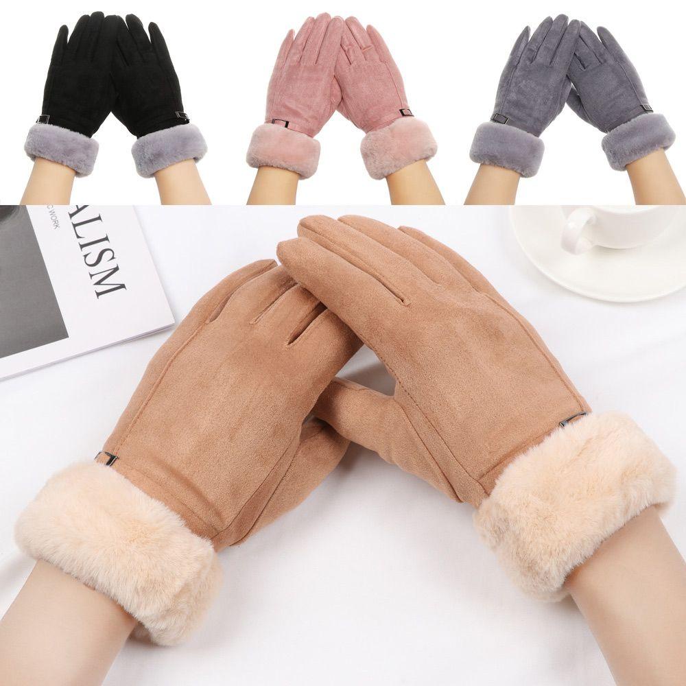 ROWANS Găng Tay Giả Lông Dày Dặn Chống Gió Giữ Ấm Khi Lái Xe / Trượt