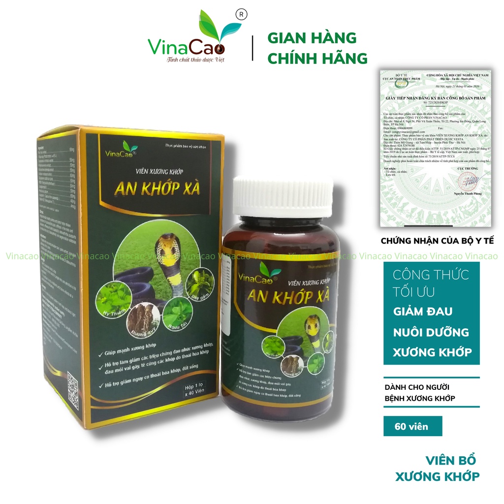 Viên bổ xương khớp An khớp xà 60 viên - Hỗ trợ giảm đau nhức xương khớp, tăng cường bảo vệ sụn khớp
