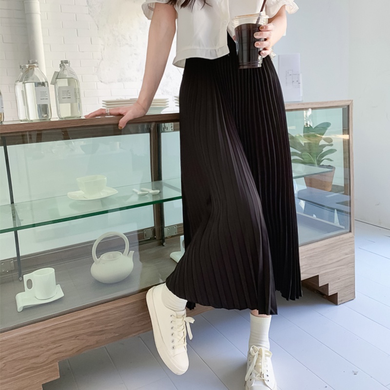 SUXI Chân Váy Maxi Dài Lưng Thun Màu Sắc Thanh Lịch