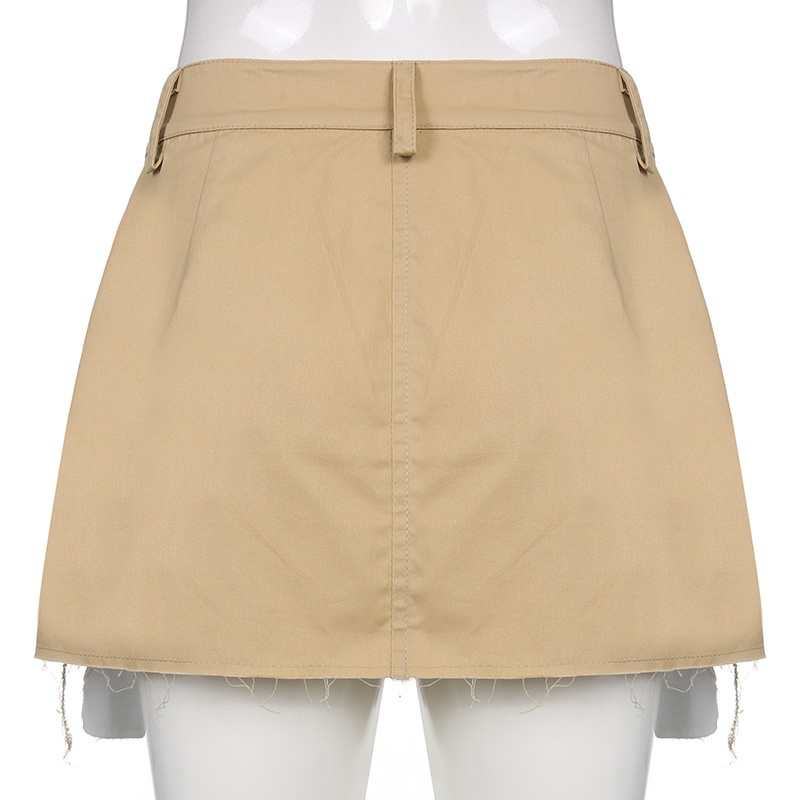 Chân Váy Lưng Cao Phối Nút Thời Trang Đường Phố Cá Tính Cho Nữ