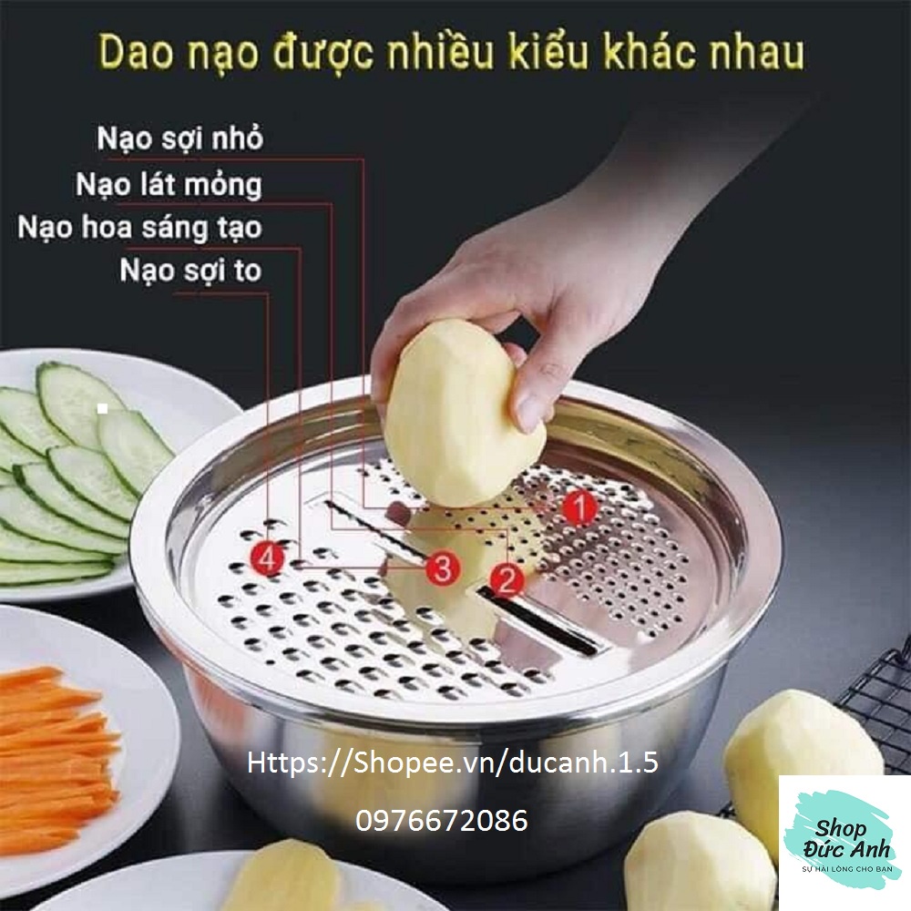 Bộ Nạo Rau Củ Đa Năng Kèm Rổ Đựng và Chậu - Bộ Nạo Rau Củ Đa Năng Tiện Lợi