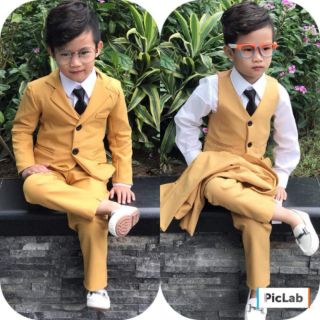 Set vest+gile+quần cho bé trai