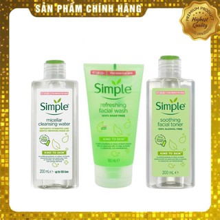 [freeship] combo sản phẩm simple (nước tẩy trang simple 200ml và nước hoa hồng simple 200ml)