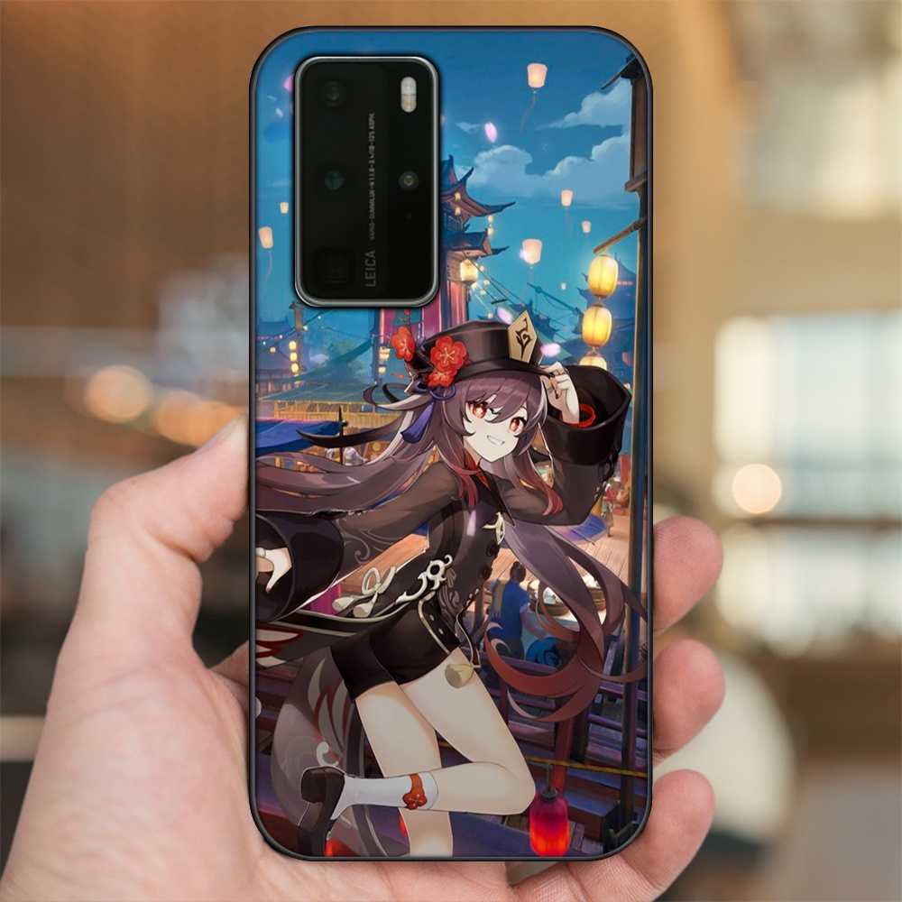 Ốp lưng Huawei P40 Pro viền đen in hình Hutao Genshin Impact