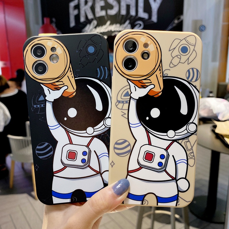 Ốp Điện Thoại TPU Mềm Hình Phi Hành Gia Dễ Thương Cho iPhone 13 12 11 Pro Max XS XR X 7 8 Plus + SE 2020