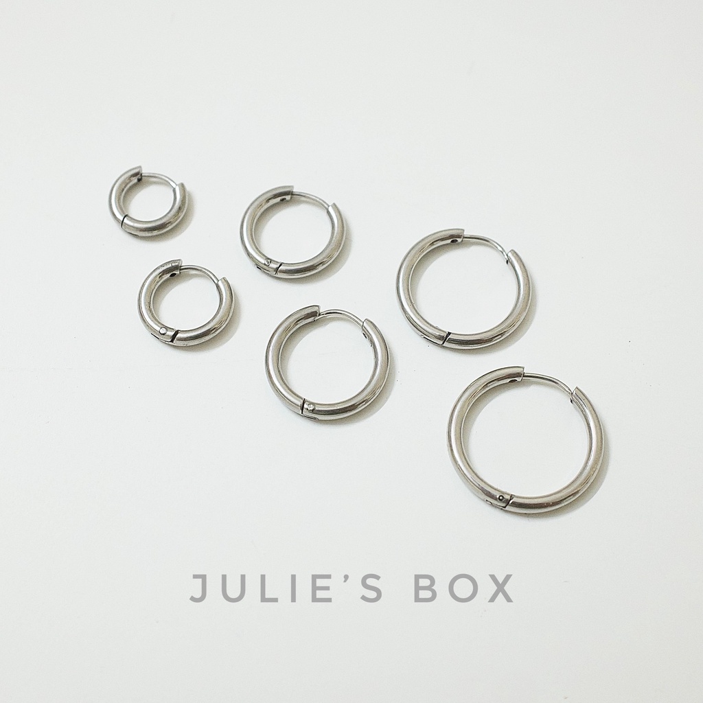 Khuyên Tai Hoop Tròn Nhiều Size Dày 2.5MM Xỏ Nam Nữ Hình Unisex Titanium Không Gỉ Không Ngứa Julies Box 66