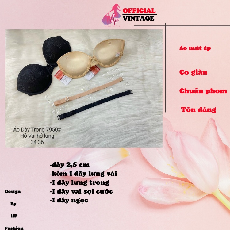 Áo lót dây trong, áo cúp ngực tạo khe mặc hở lưng, mút dày Bi23