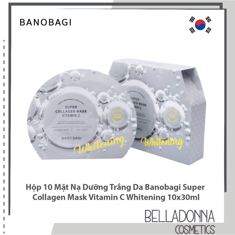 Hộp 10 Mặt Nạ Dưỡng Trắng Da Banobagi Super Collagen Vitamin C Whitening Mask 10x30ml