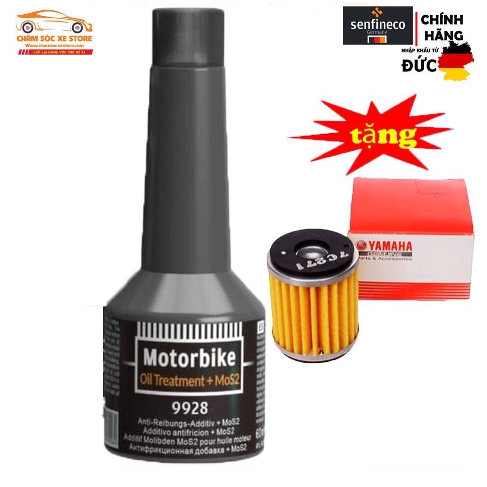 Senfineco 9928 - Phụ gia Nano phục hồi động cơ Senfineco Motorbike Mos2 Engine Oil Treatment 60ml Tặng lọc nhớt