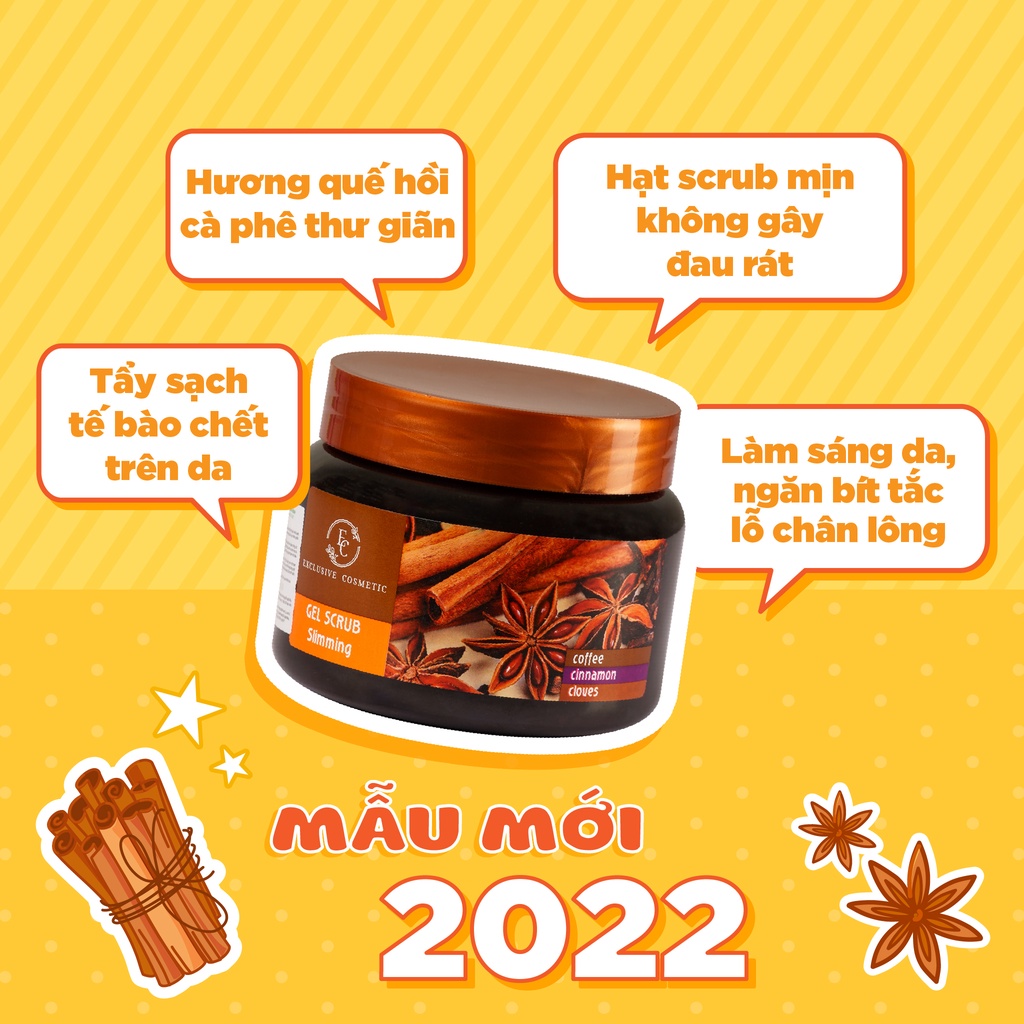 Tẩy Da Chết Toàn Thân Exclusive Cosmetic Quế Hồi Cafe 380g