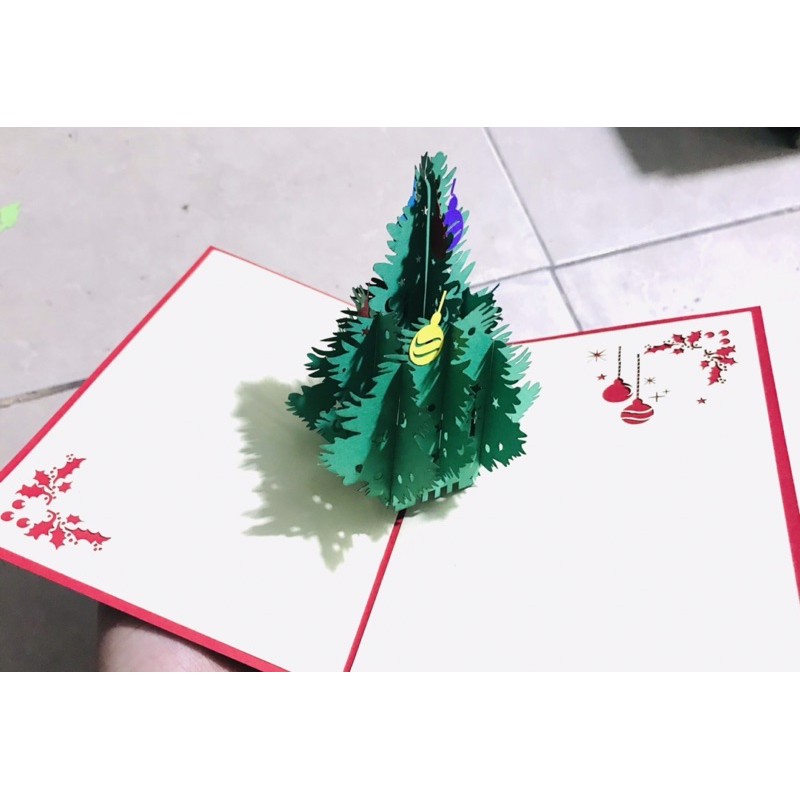 Thiệp 3d 2tpopup cây thông noel