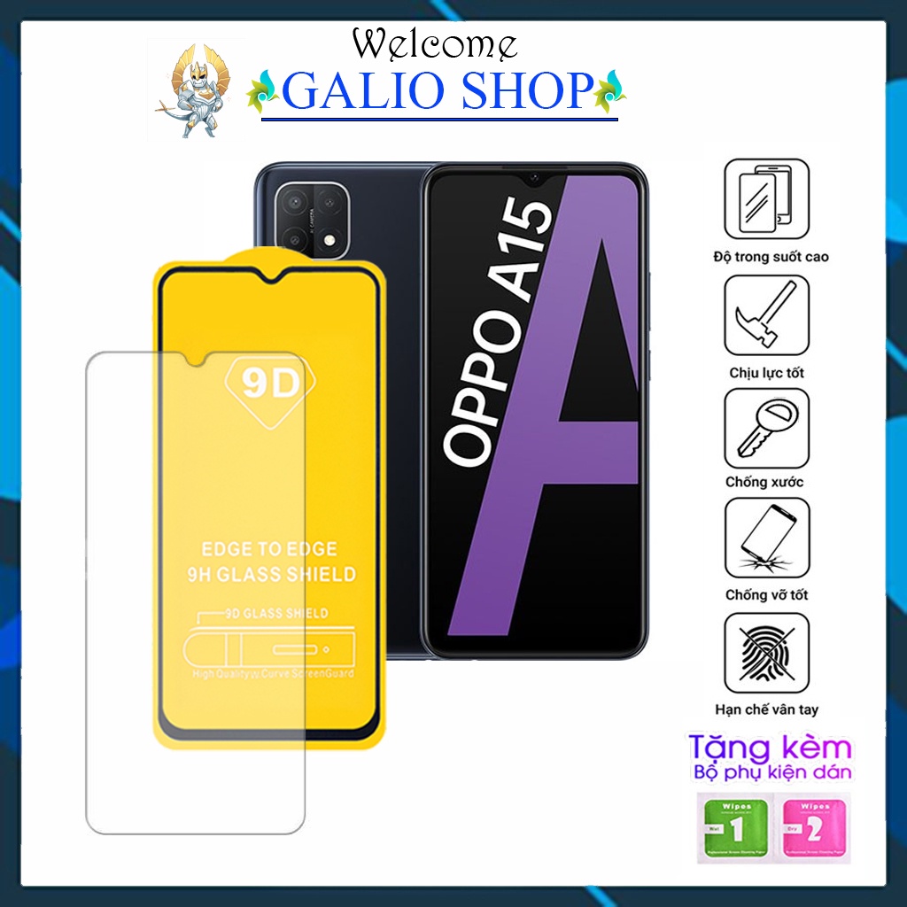 Kính Cường Lực Oppo A15 A15S A12 A12S A16 A16S A16K Full Màn Cao Cấp 9D Độ Cứng 21H Chống Trầy Xước Rơi Vỡ Màn Hình