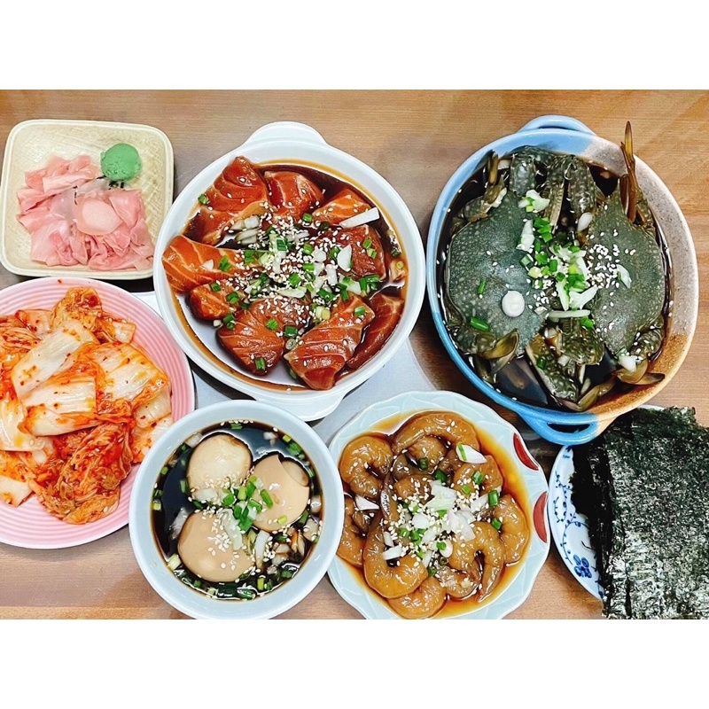 Ghẹ, Cá hồi, Tôm, Trứng ngâm tương chuẩn vị Hàn