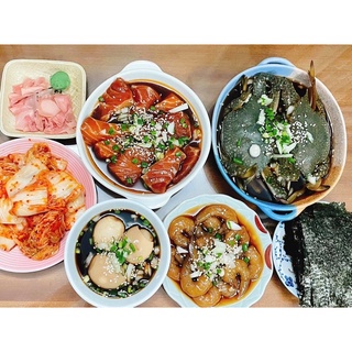 Ghẹ, Cá hồi, Tôm, Trứng ngâm tương chuẩn vị Hàn