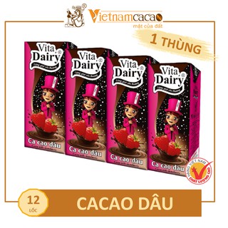 Sữa socola dâu tây Vita Dairy phát triển THỂ TẠNG và TRÍ LỰC cho trẻ - 1 lốc 180ml - Vinacacao