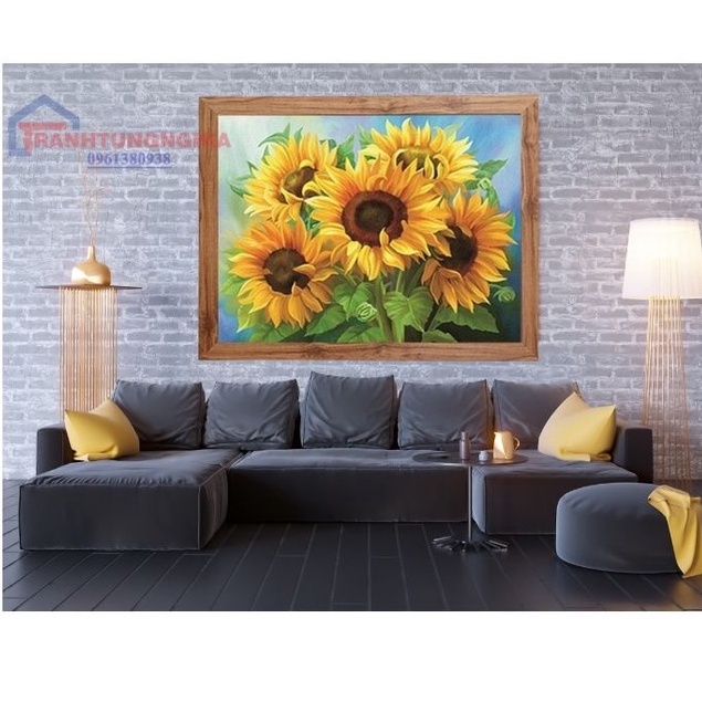 Tranh Đính Đá HOA HƯỚNG DƯƠNG (ĐÁ ABC CAO CẤP). Kích Thước: 75cm x 60cm