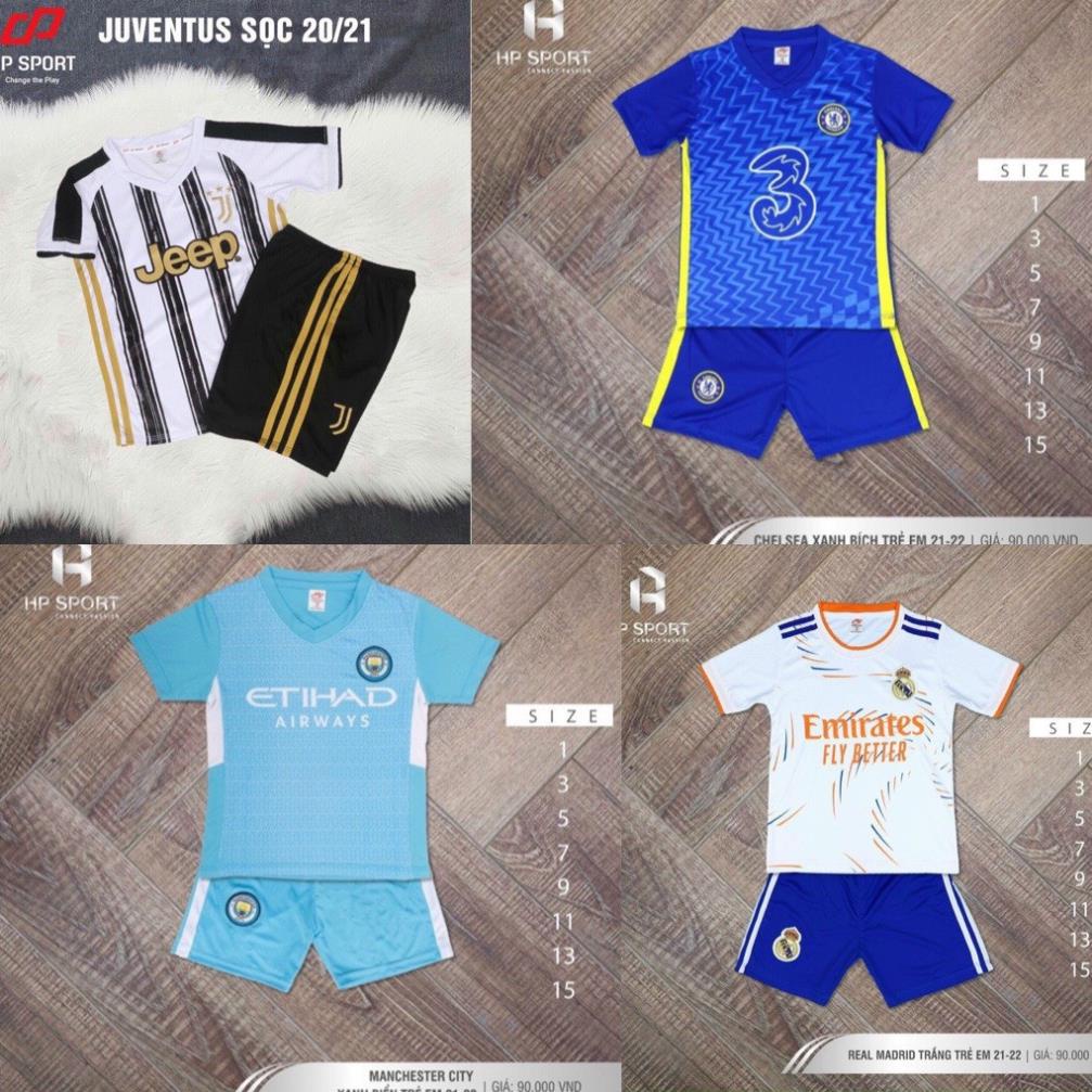 Bộ quần áo đá bóng thể thao trẻ em đội tuyển Chelsea xanh mùa giải 2021-2022 🏆