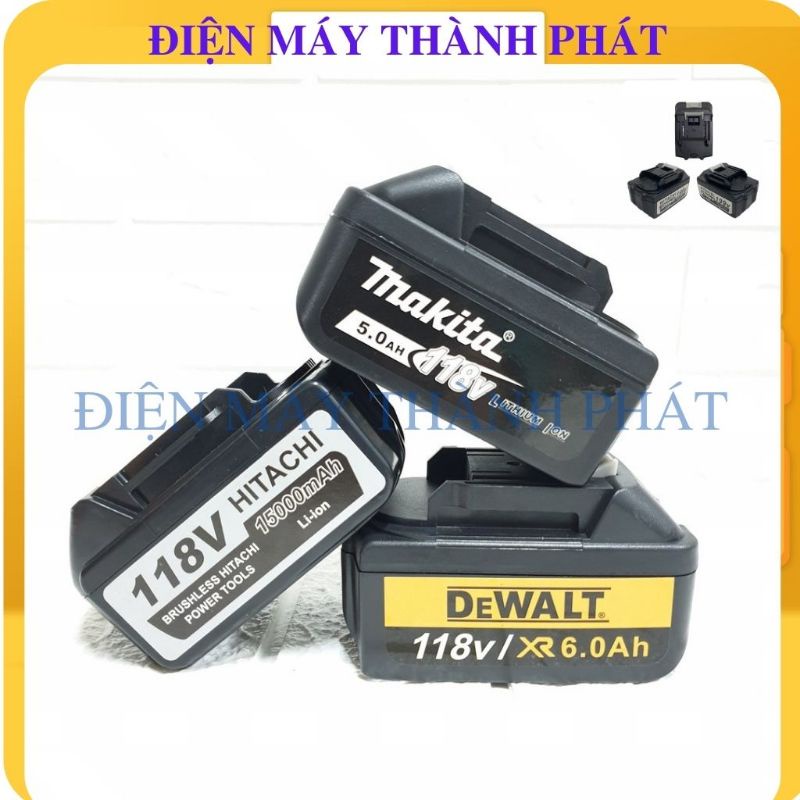 Pin máy khoan dewalt makita hitachi 10 cell, 118v, 199v